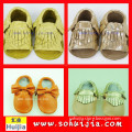Summer second hand 2015 latest wholesale beautiful color tassels and bow moccasin cow leather buy kid sandals